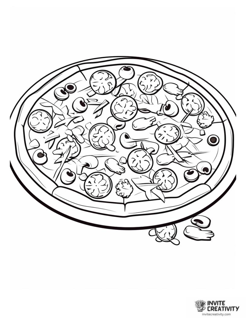 whole pizza coloring page