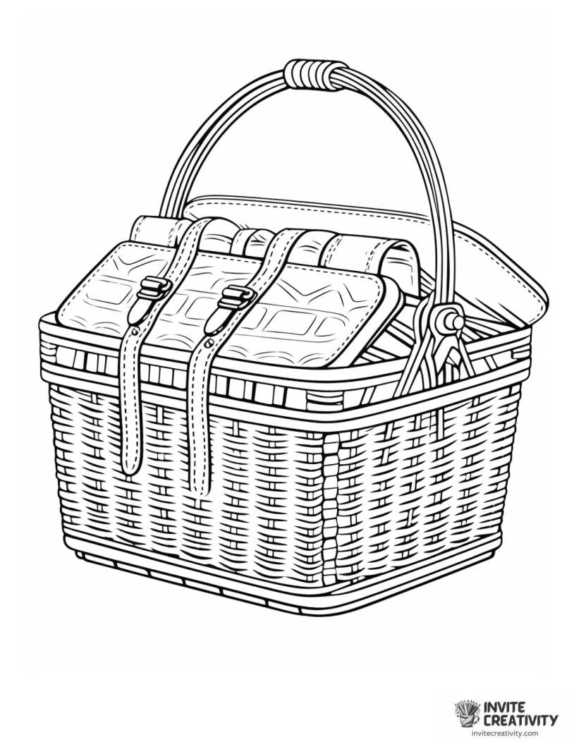 wicker picnic basket to color