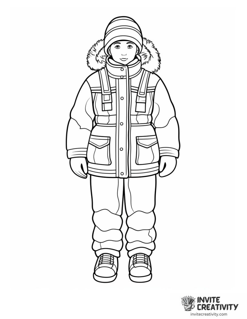 winter clothing boy Coloring page