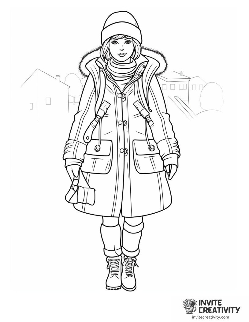 winter clothing girl To Color