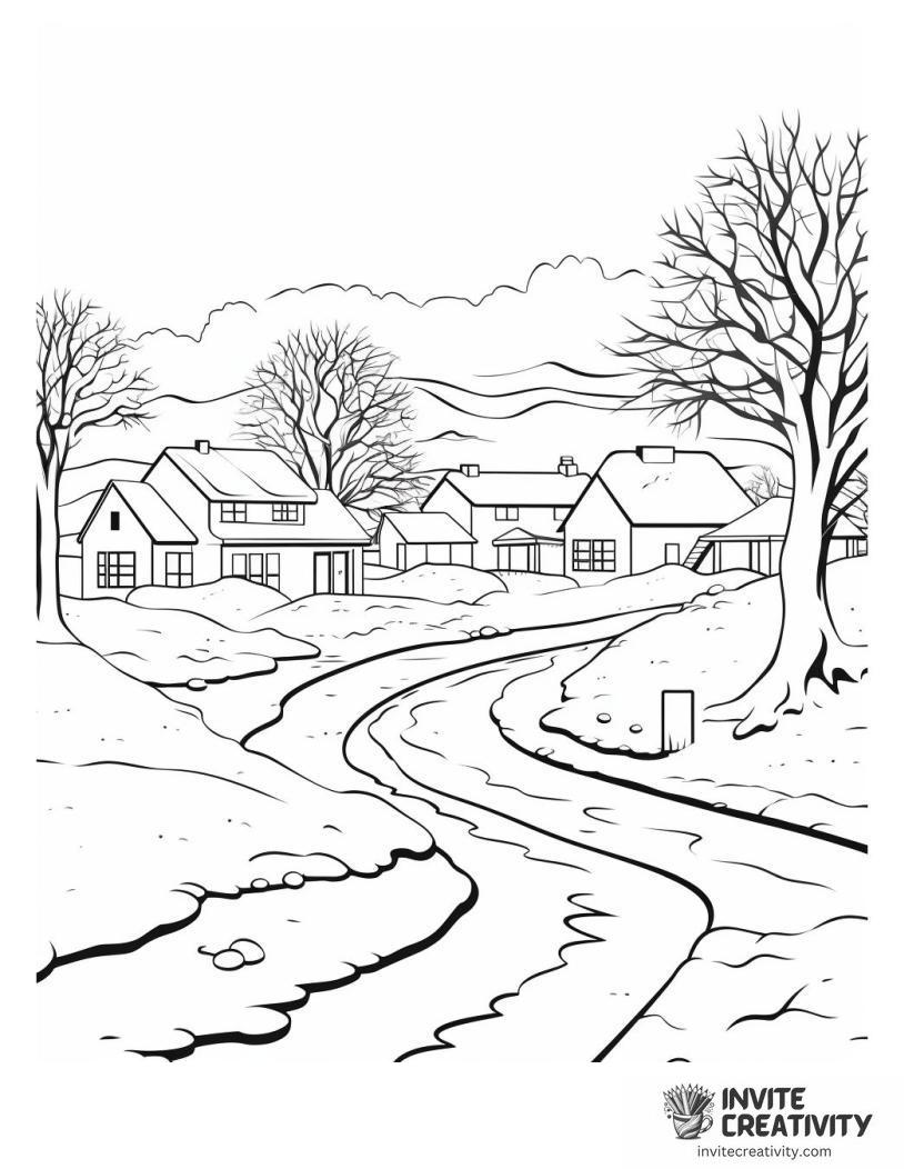 winter landscape Coloring page
