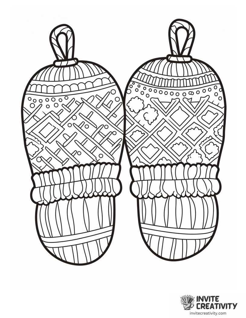 winter mittens Coloring page of