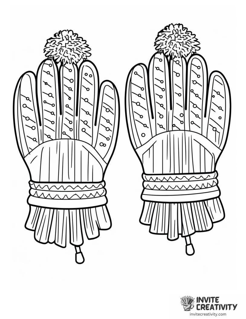 winter mittens cozy Coloring page of