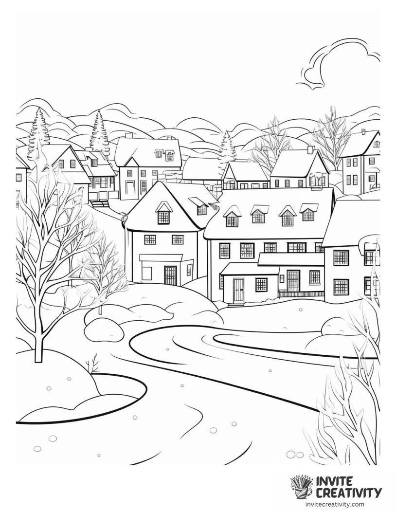 winter village Coloring page