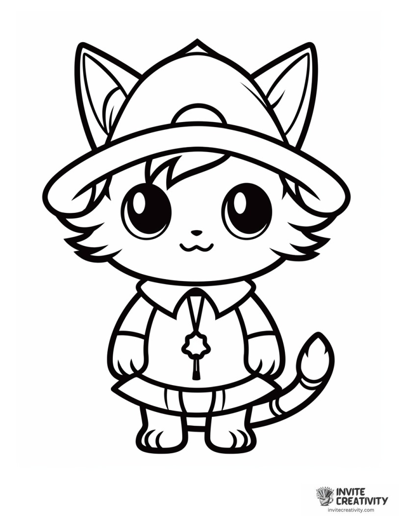 witch cat coloring page