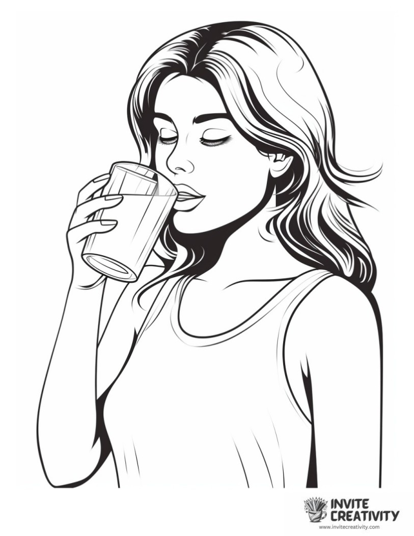 woman drinking water detailed