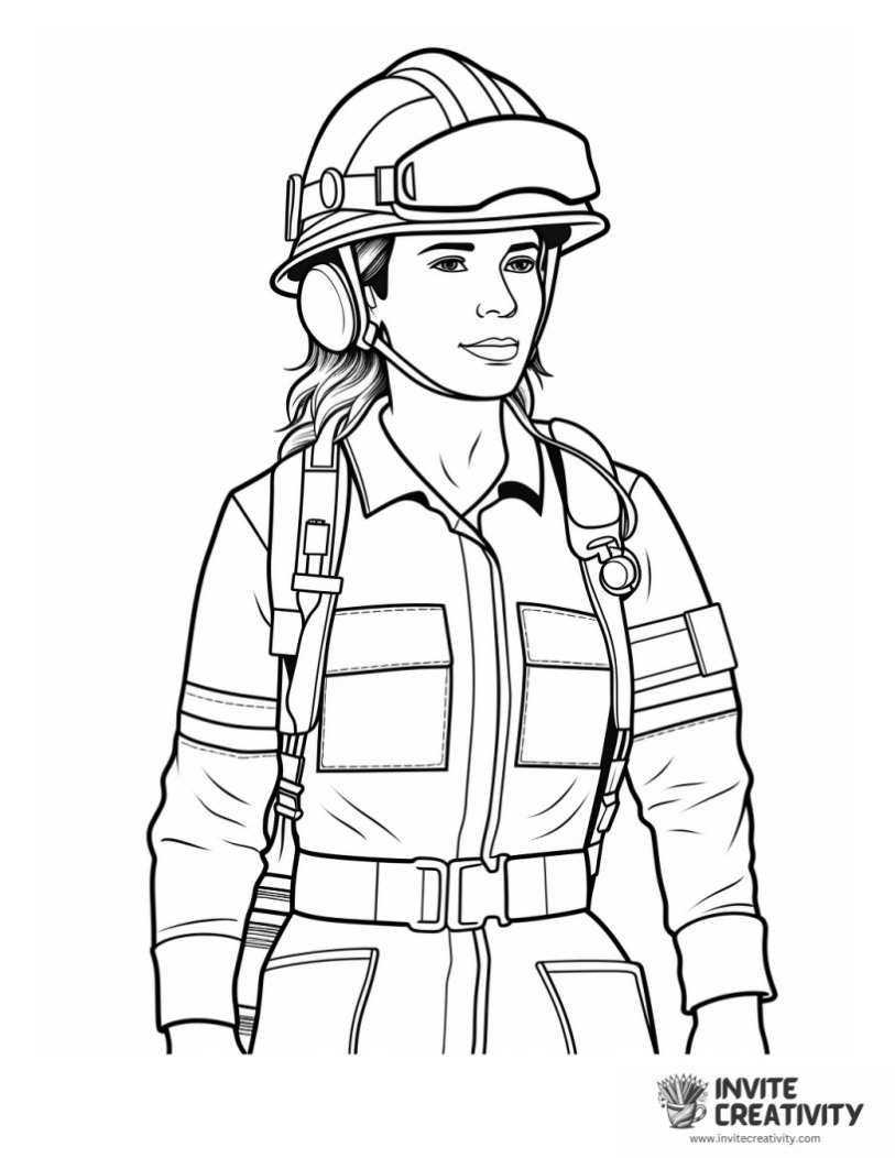 woman firefighter coloring page