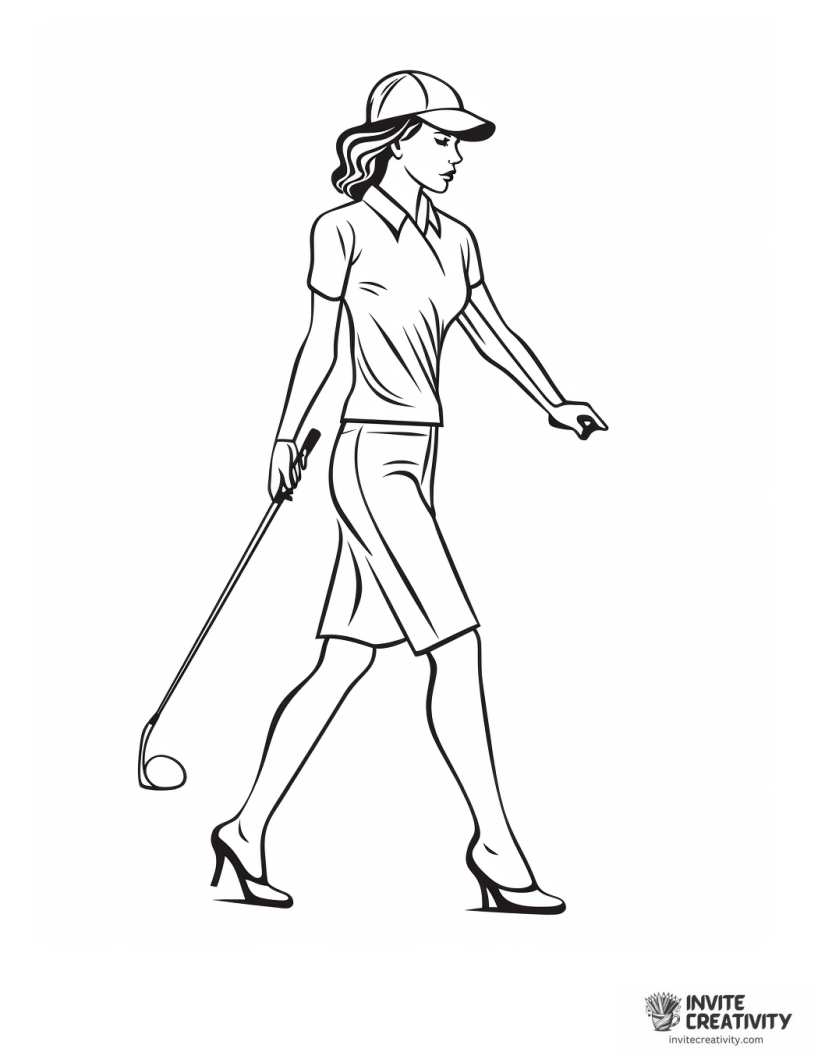 woman playing golf coloring page