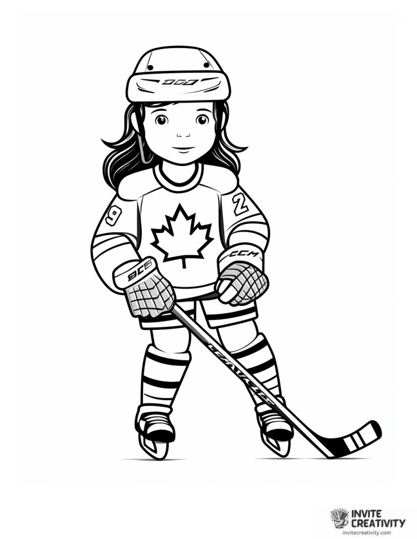 woman playing hockey to color
