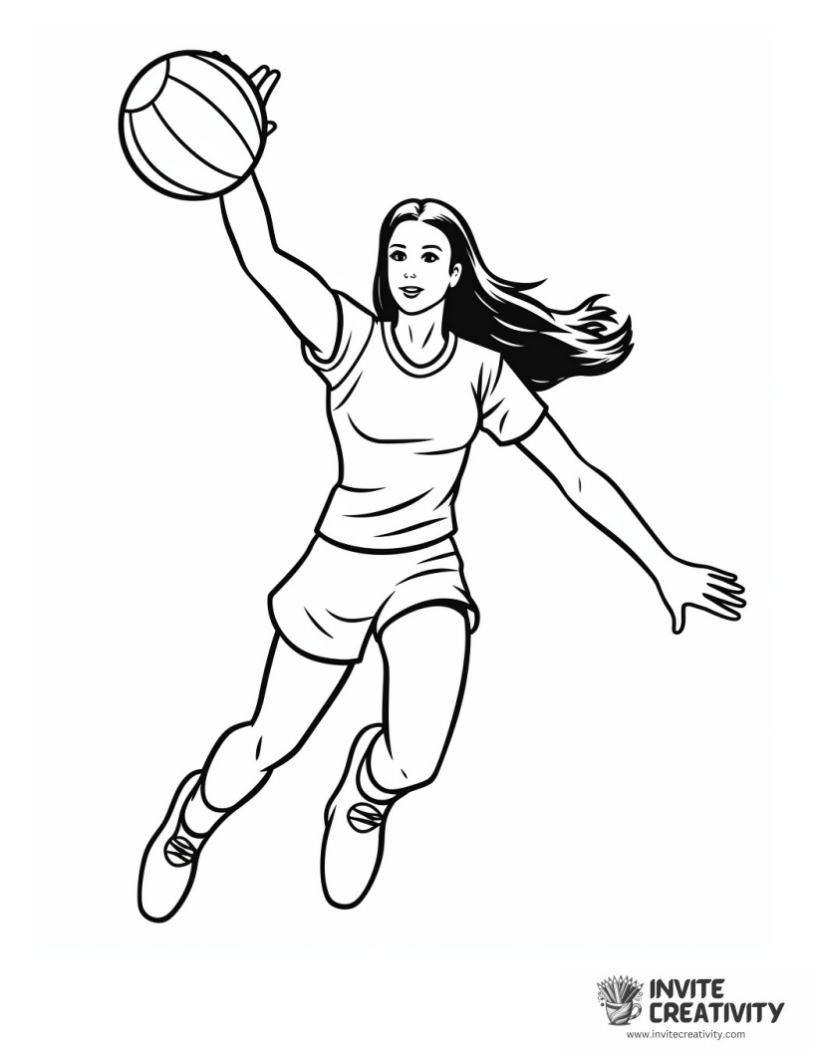 woman playing volleyball game coloring page