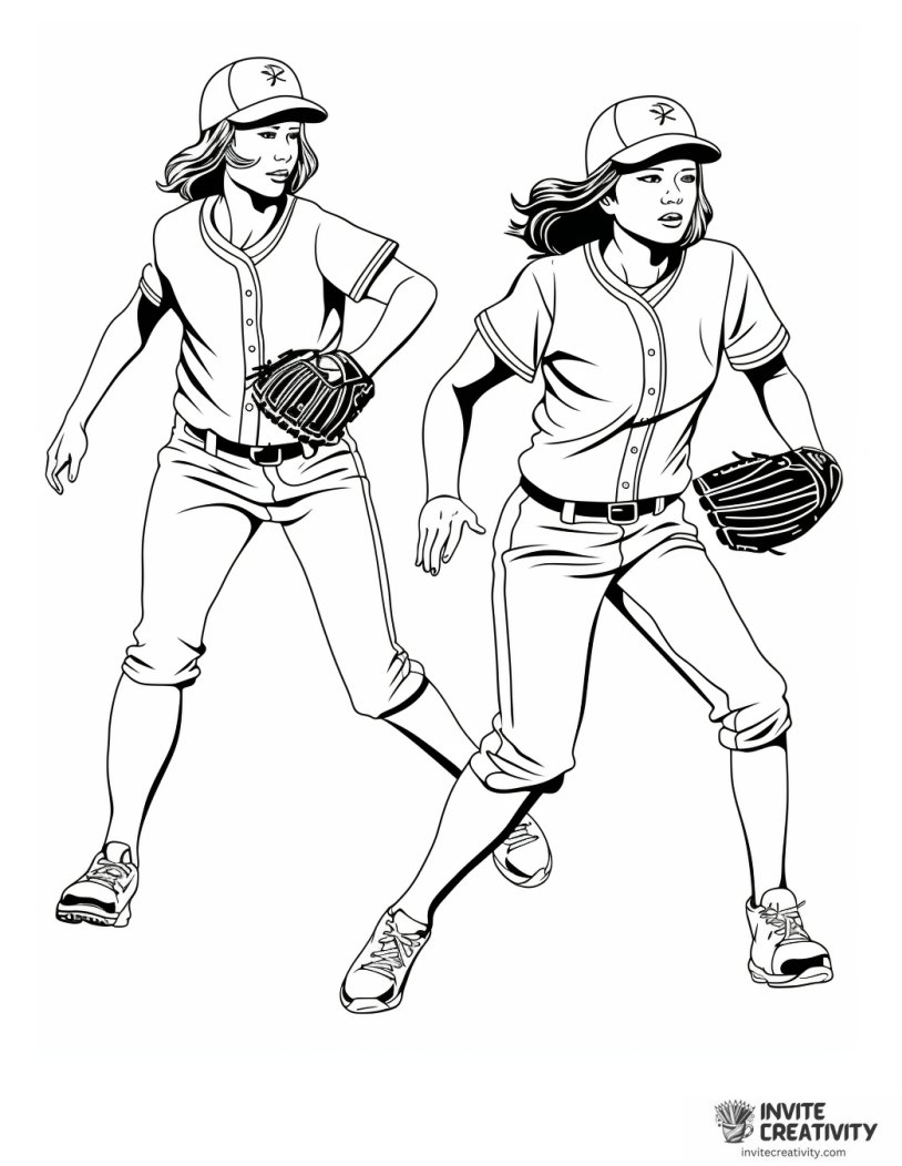women playing softball