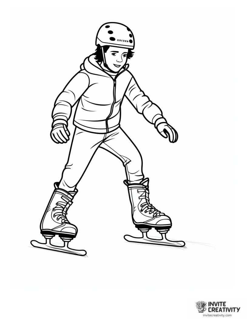 young boy ice skating coloring sheet